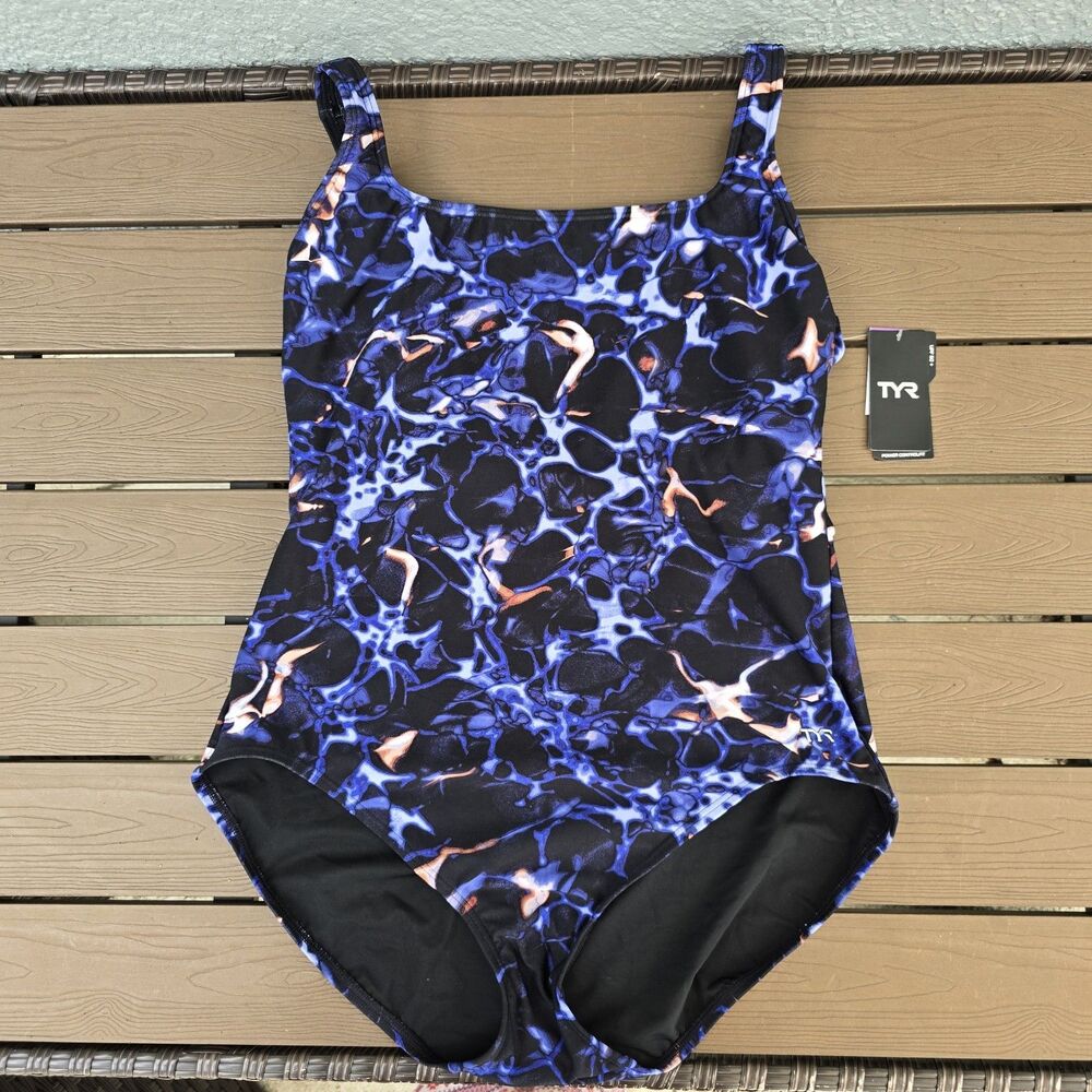 TYR Women's Durafast Elite Lunar Nueron Scoop Neck Controlfit Swimsuit Sz 20 New